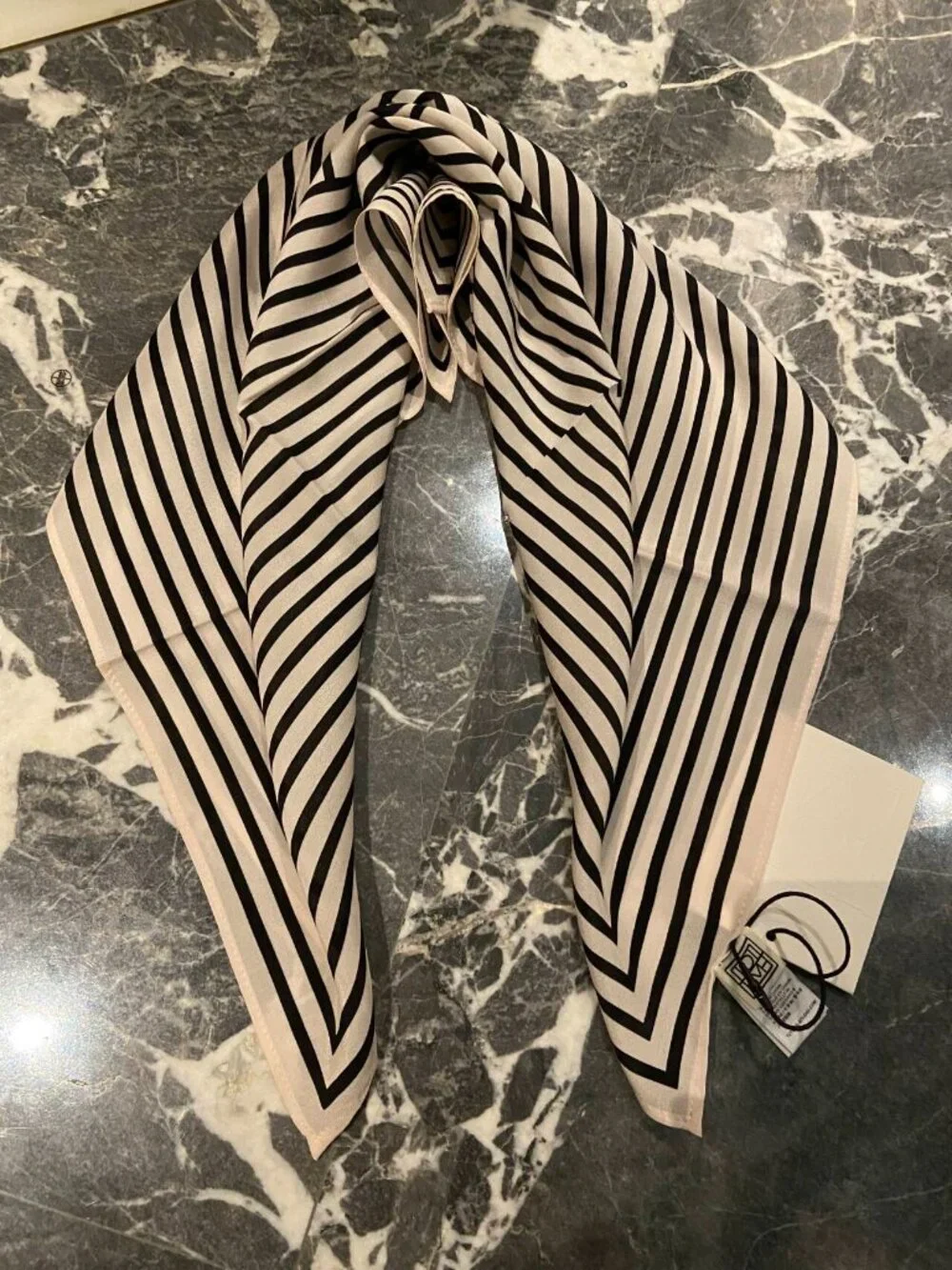 TOTEME Black White Striped Square Scarf
